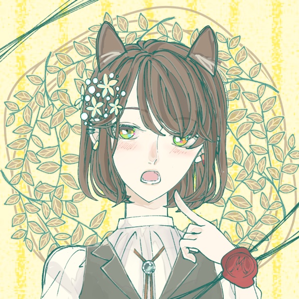 【四角いバッチ】花とめり