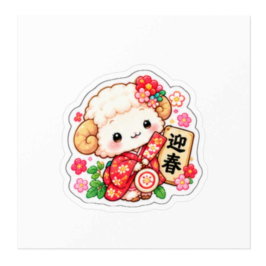 Cute Japanese New Year Sheep Sticker(2027可愛い羊の干支ステッカー迎春)