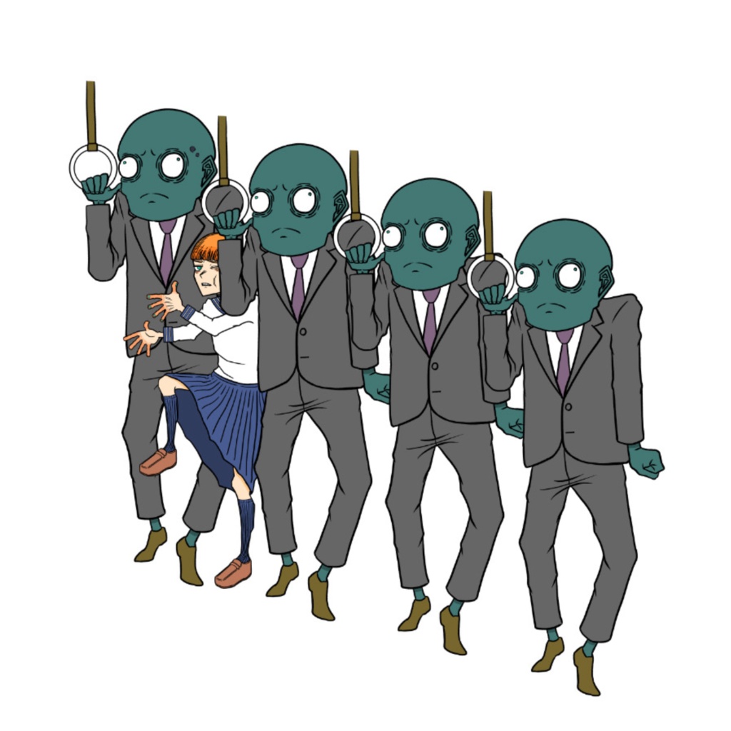 満員電車アクリルキーホルダー