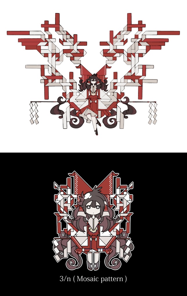 3/n (Mosaic pattern) 博麗霊夢 アクリルキーホルダー