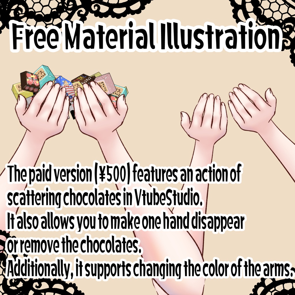 【Free Item】 Hand with Choco 無料素材 手 チョコ