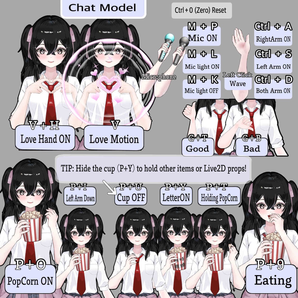 【汎用モデル】雑談特化の黒髪JK【VtubeStudio】