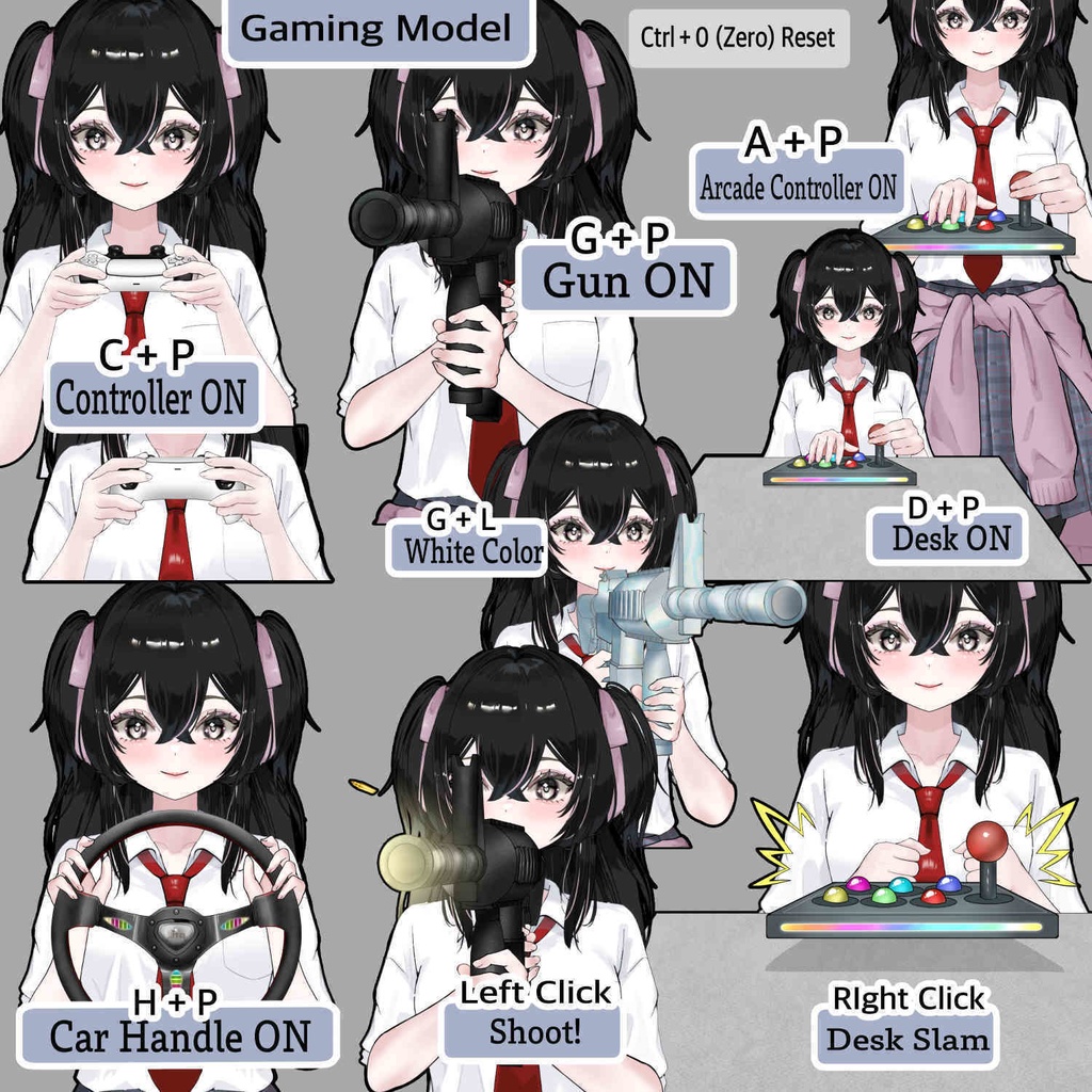 【汎用モデル】ゲーム配信特化の黒髪JK【VtubeStudio】