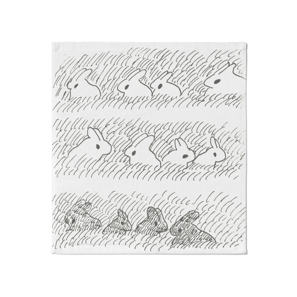 うさぎと目が合う ハンドタオル