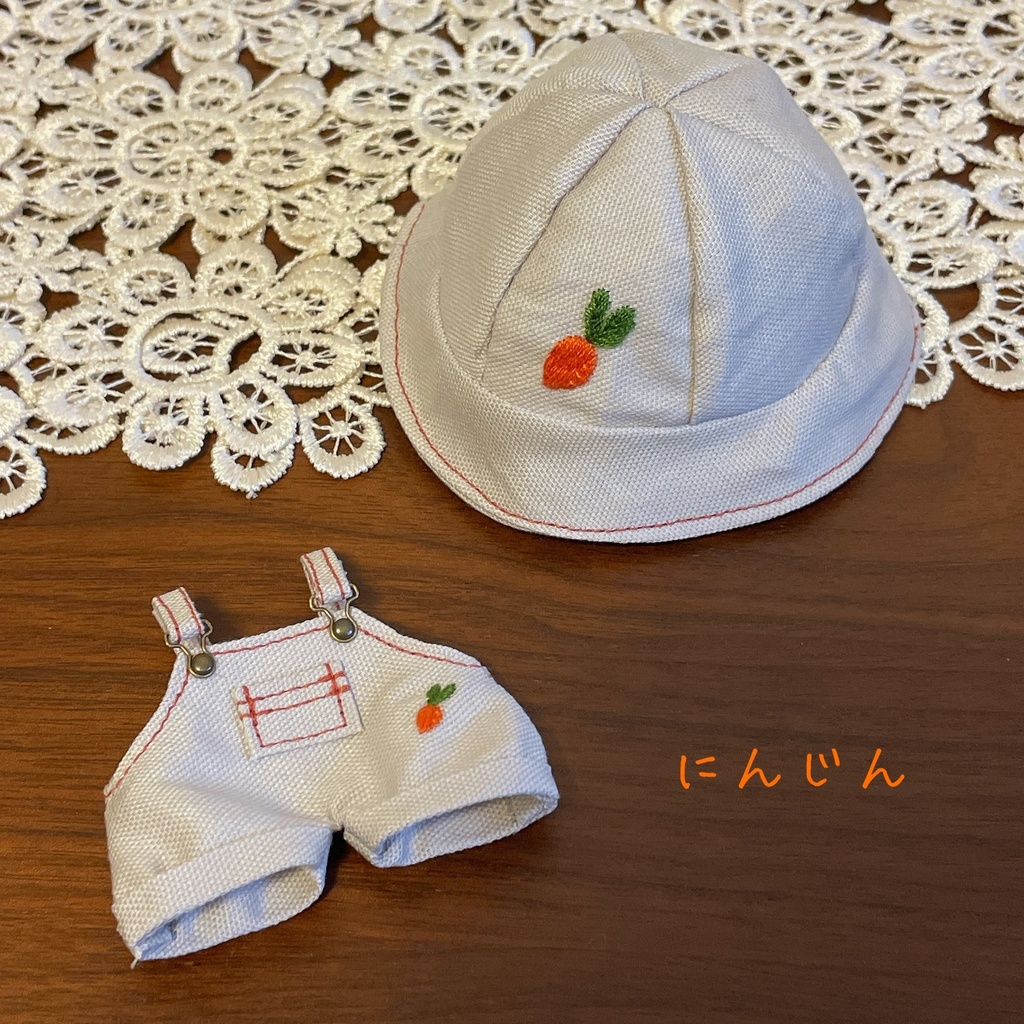 野菜の刺繍 おーばーおーる 帽子