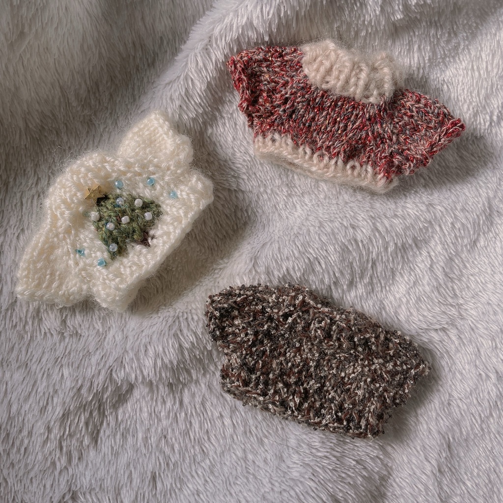 【12/14 Sun 21:30〜】ぬい用ニット服 🎄