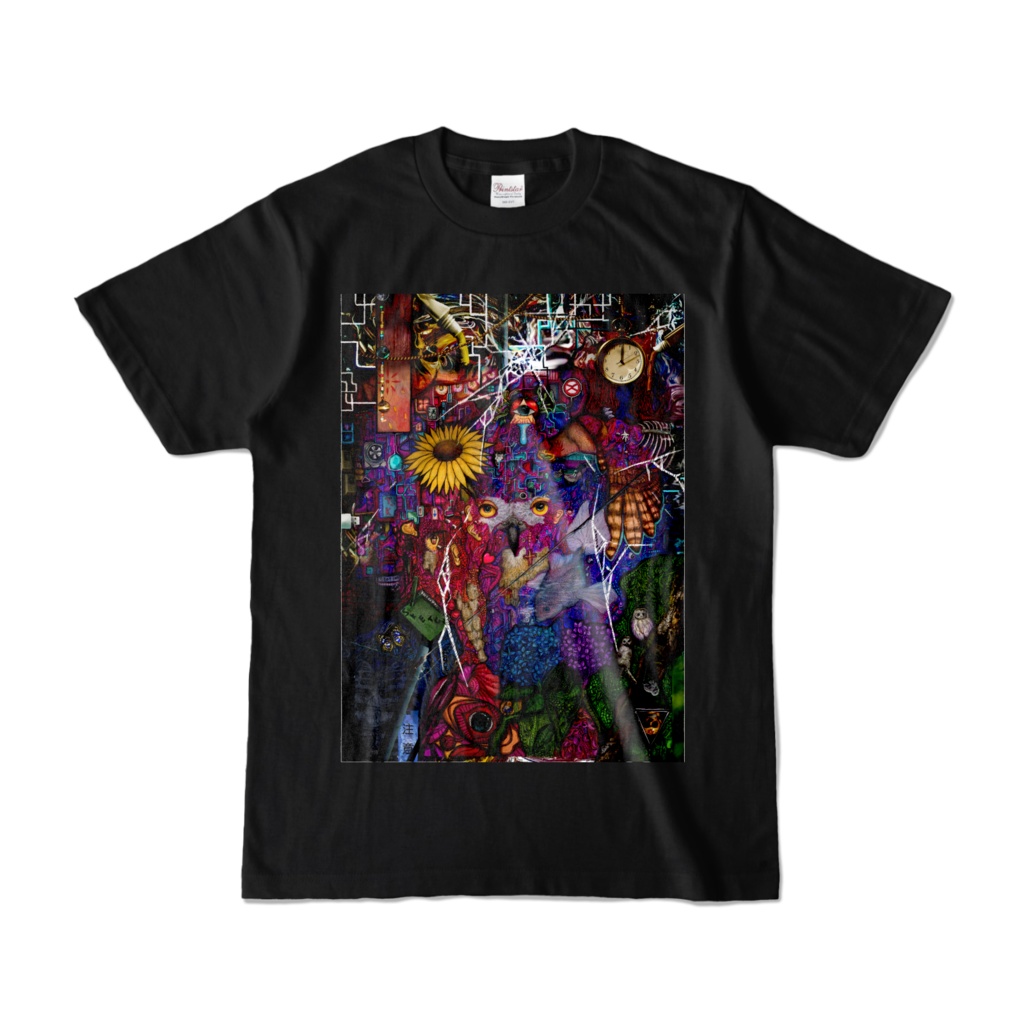 シマフクロウ　デザインTシャツ-ブラック
