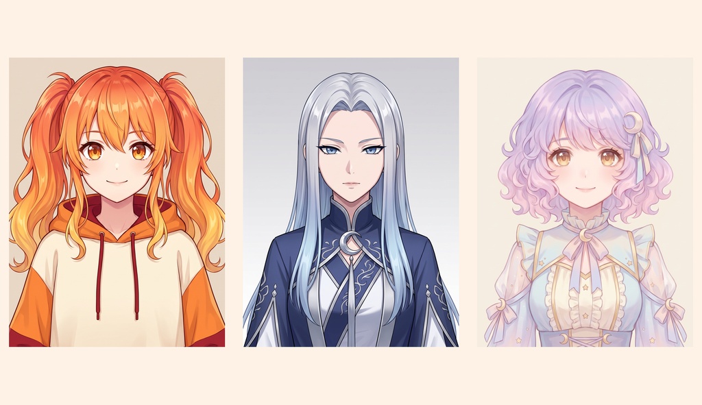 【PNGTuber】声で動く3体セット ひまり・つきの・ほしの — OBSで使える配信アバター【AI生成イラスト使用】