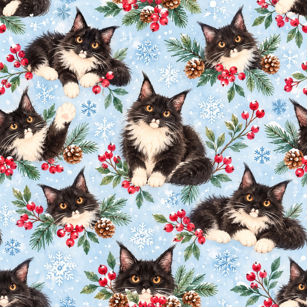 開運猫クリスマスデジタルペーパー&スタンプセット|全20点