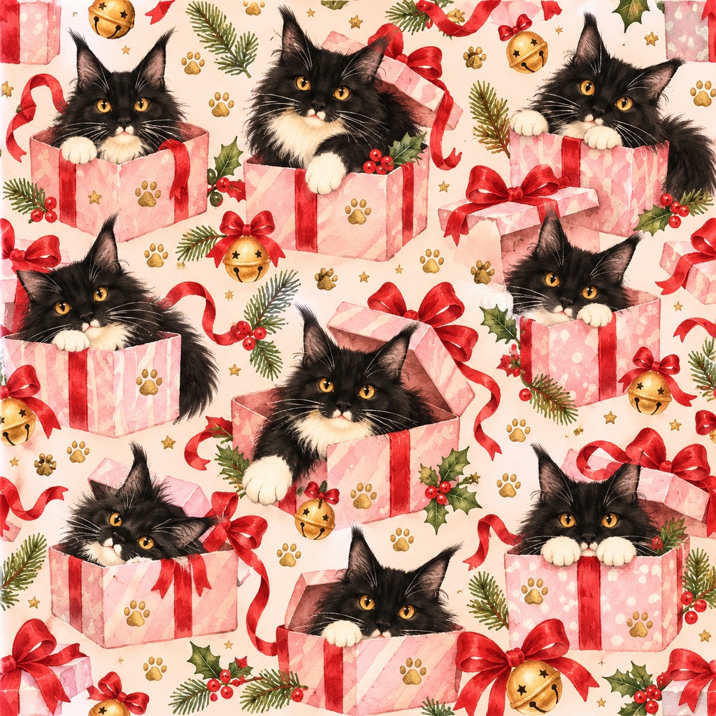開運猫クリスマスデジタルペーパー&スタンプセット|全20点