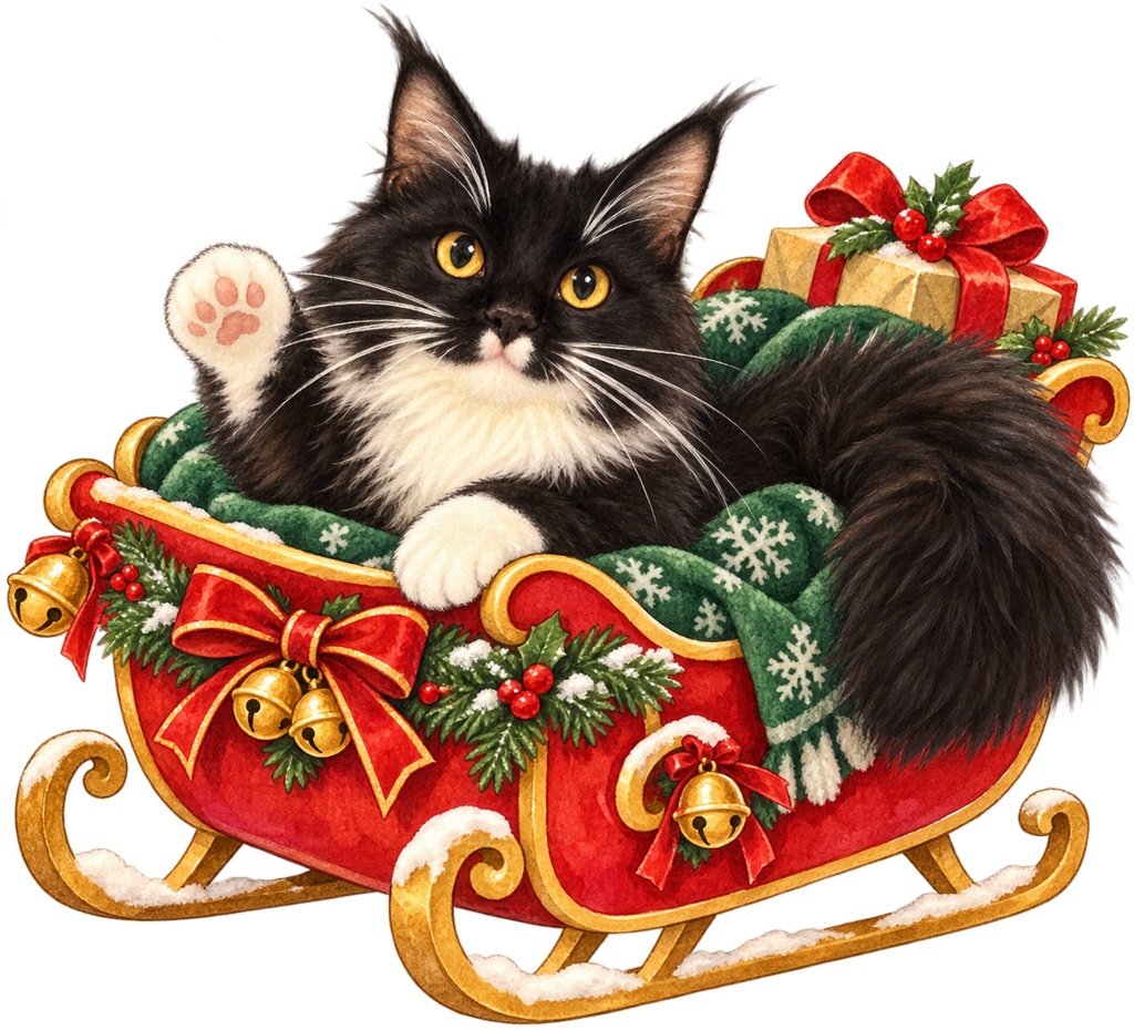 開運猫クリスマスデジタルペーパー&スタンプセット|全20点