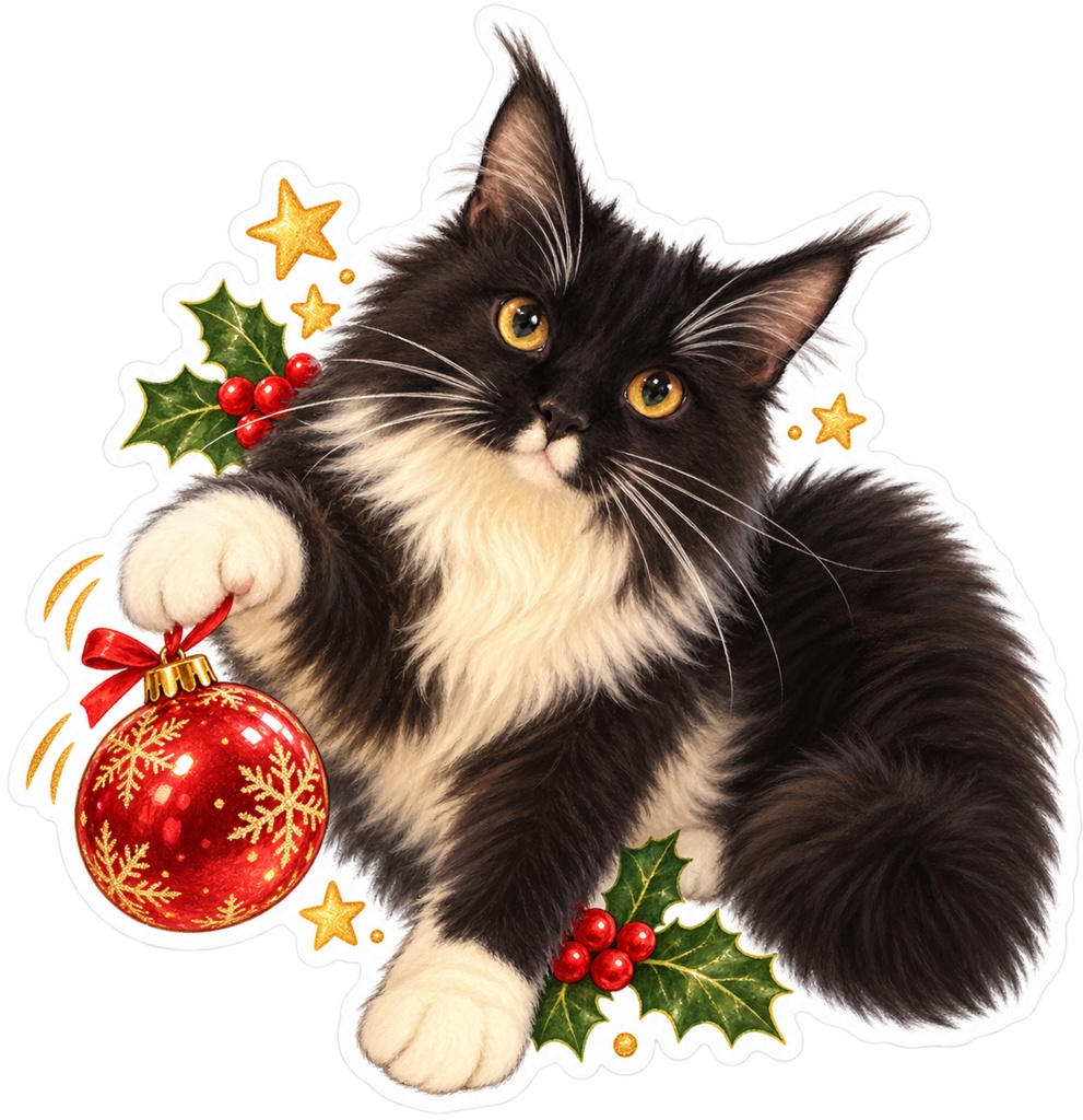 開運猫クリスマスデジタルペーパー&スタンプセット|全20点