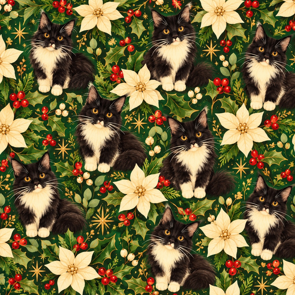 開運猫クリスマスデジタルペーパー&スタンプセット|全20点