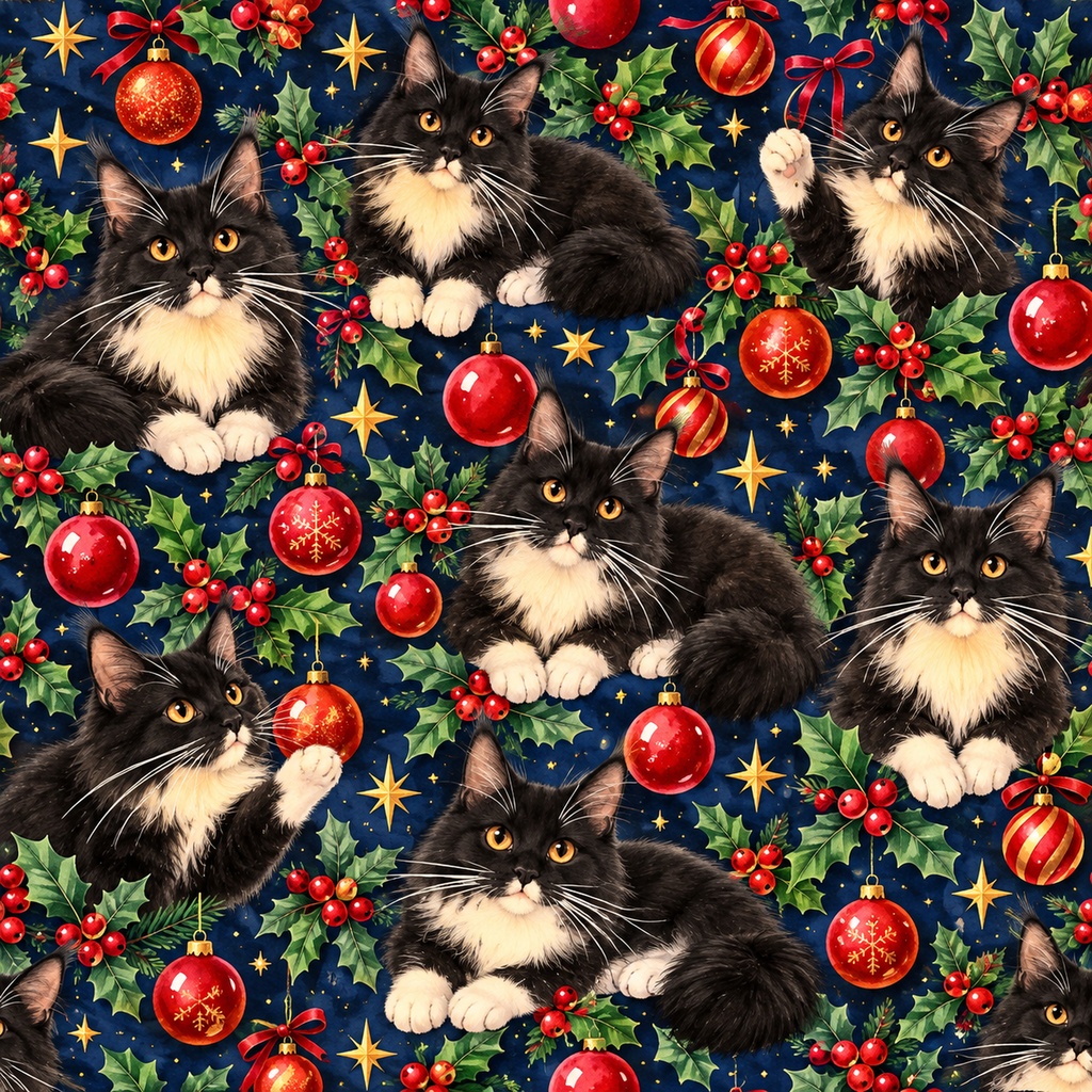 開運猫クリスマスデジタルペーパー&スタンプセット|全20点
