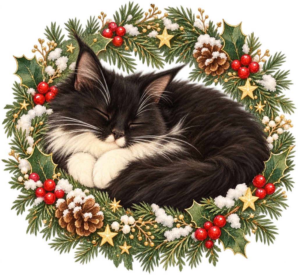 開運猫クリスマスデジタルペーパー&スタンプセット|全20点