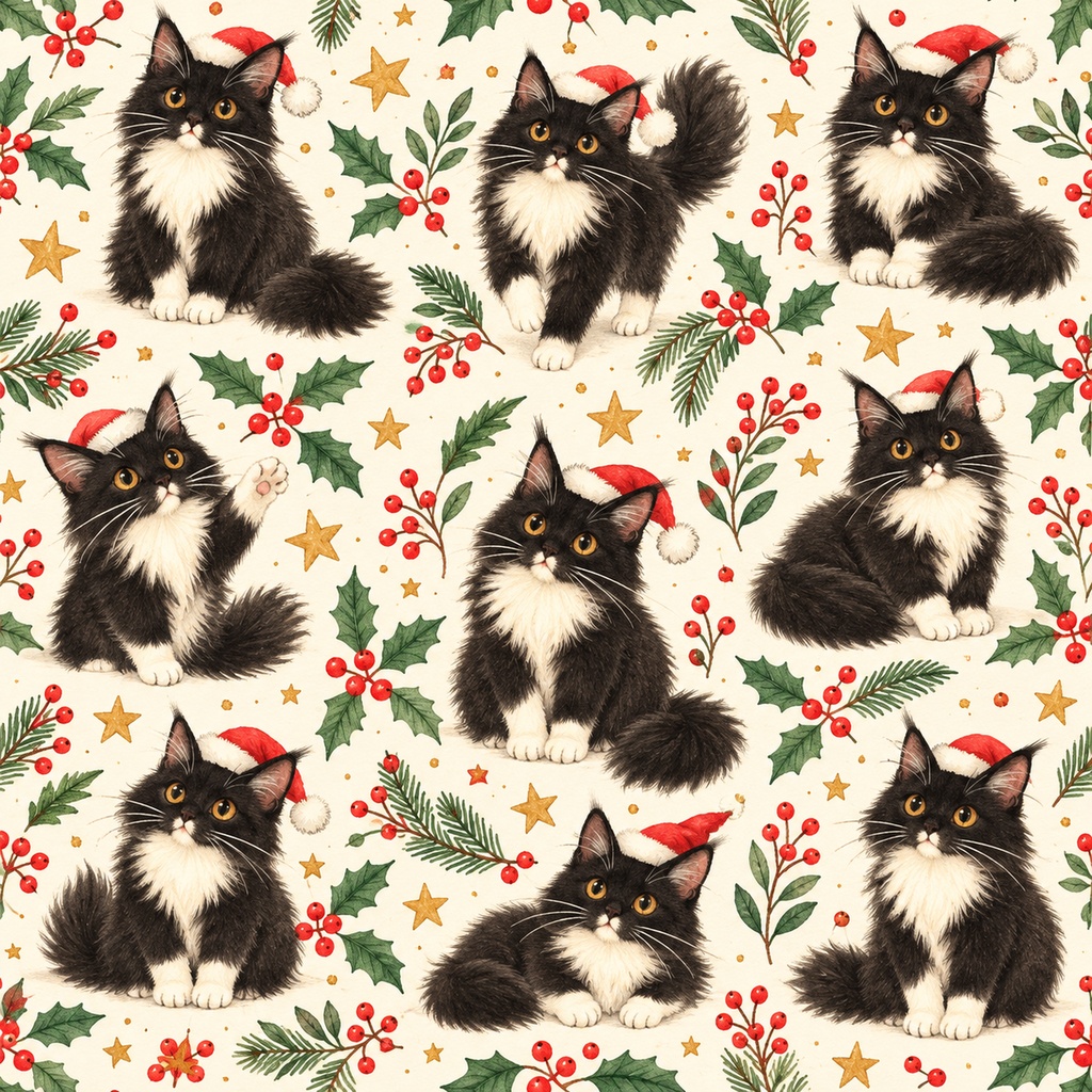 開運猫クリスマスデジタルペーパー&スタンプセット|全20点