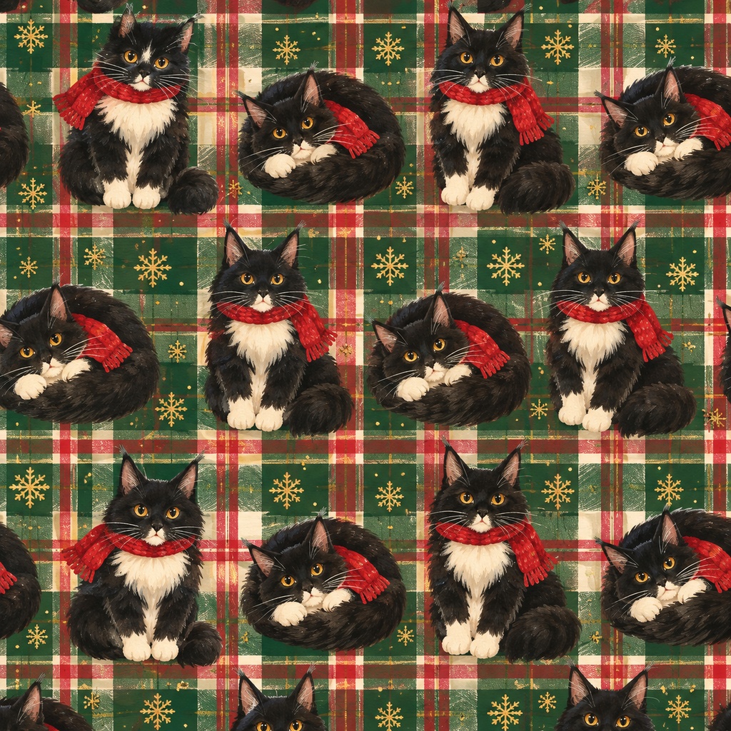 開運猫クリスマスデジタルペーパー&スタンプセット|全20点