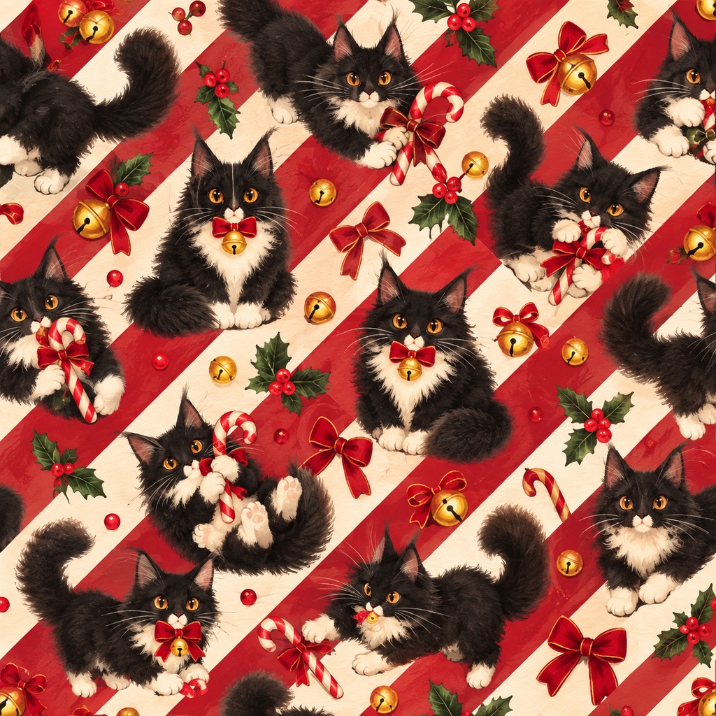 開運猫クリスマスデジタルペーパー&スタンプセット|全20点