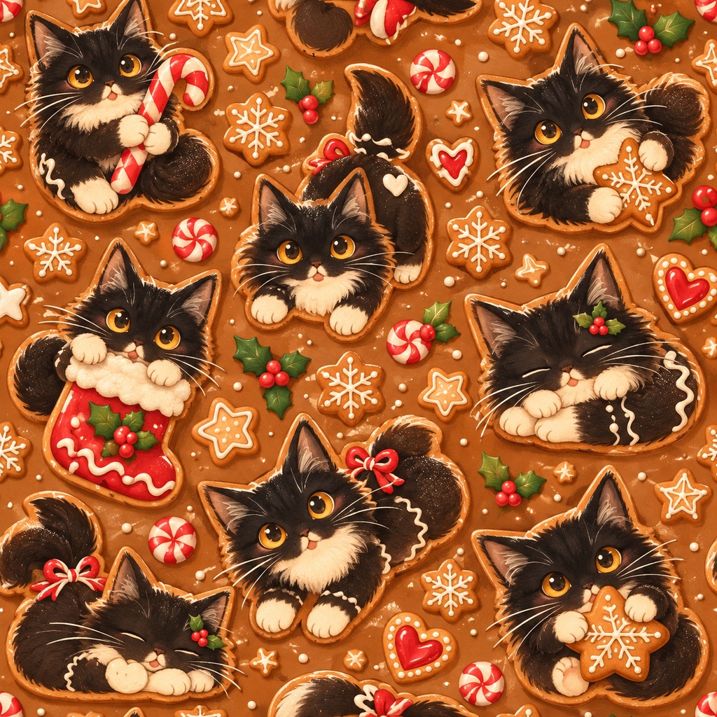 開運猫クリスマスデジタルペーパー&スタンプセット|全20点