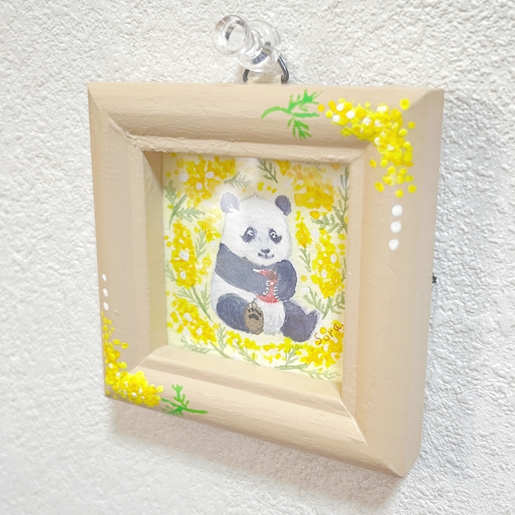 なおこ様専用【ミニ原画】ミモザと子パンダ