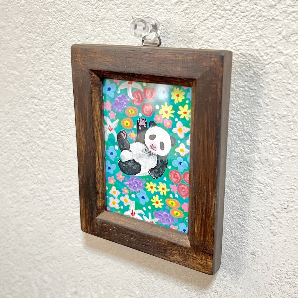 のん様専用【ミニ原画】赤ちゃんパンダとお花畑2