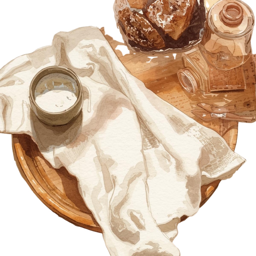 水彩のアンティークキッチン小物クリップアート(15種類・PNG)