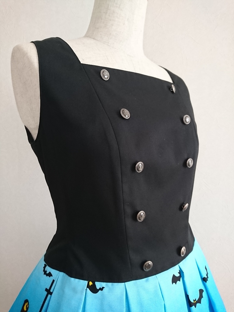 ハロウィン柄ジャンパースカート(青)