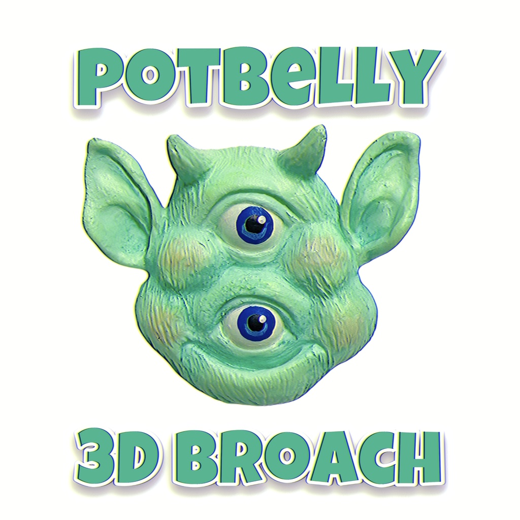 ポットベリー３Dブローチ