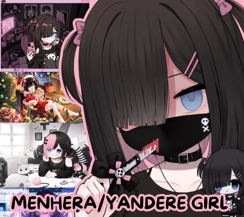 LIVE 2D Model Menhera/Yandere Girl Vtuber Model for Sell