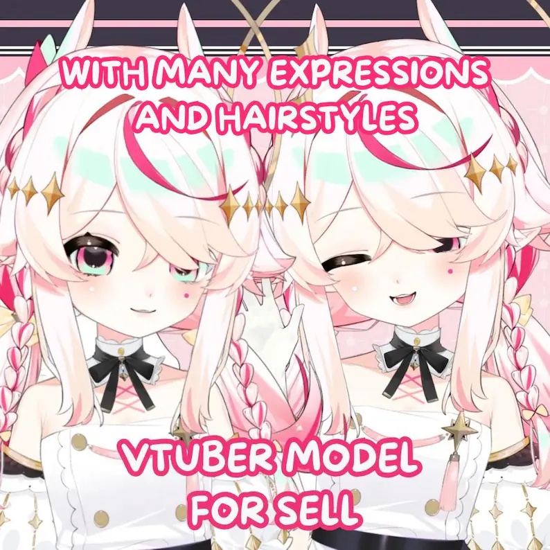 LIVE 2D Model Pink Songbird Girl Vtuber Model