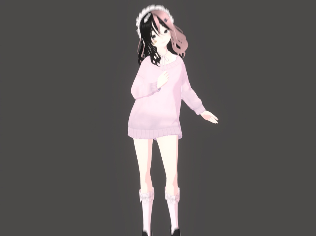 Cute Girl With Split color black and pink Hair
