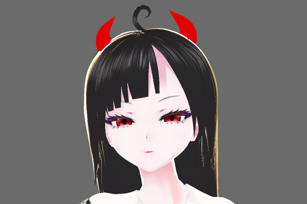 VRoid Black Hair with Horns - yarinu - BOOTH