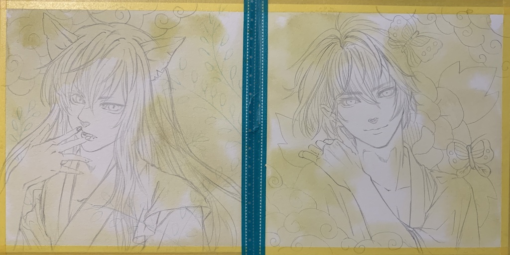 ドローイング 原画 猪鹿蝶