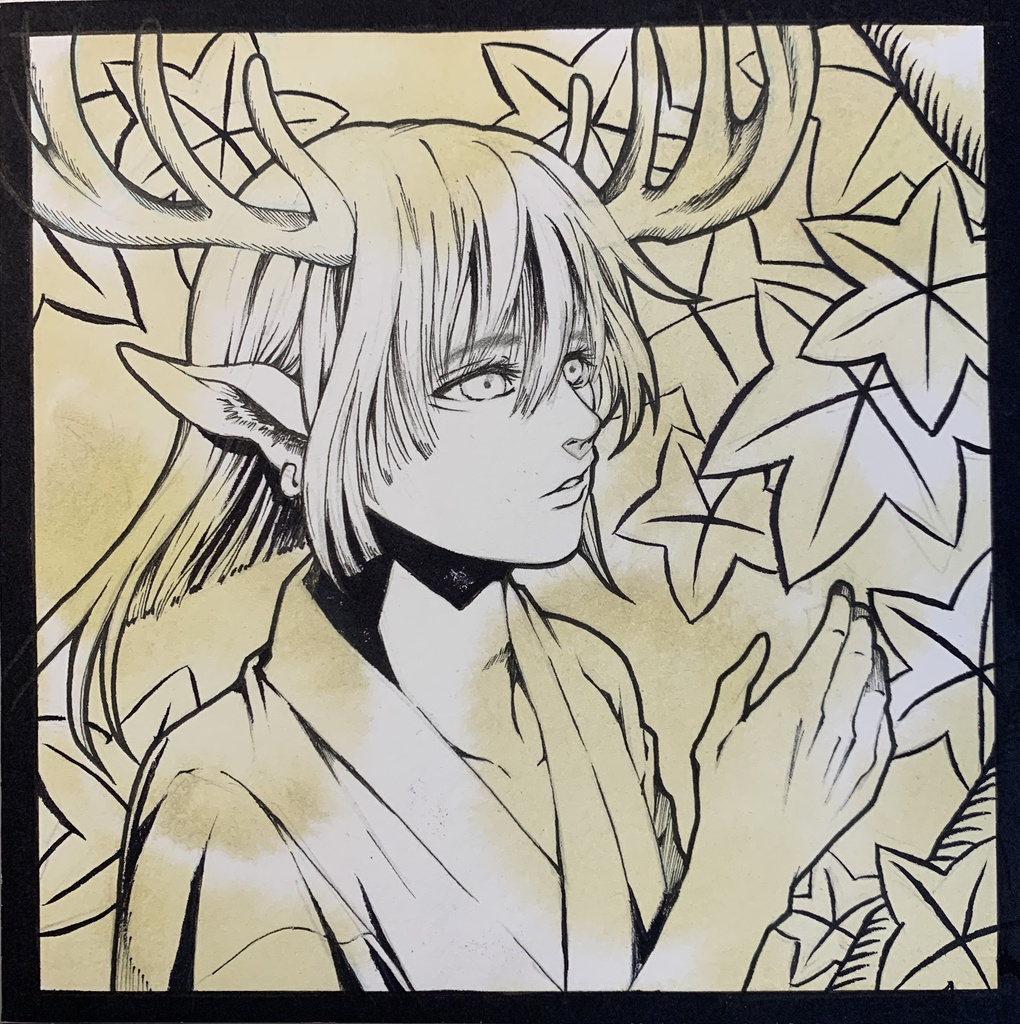 ドローイング 原画 猪鹿蝶