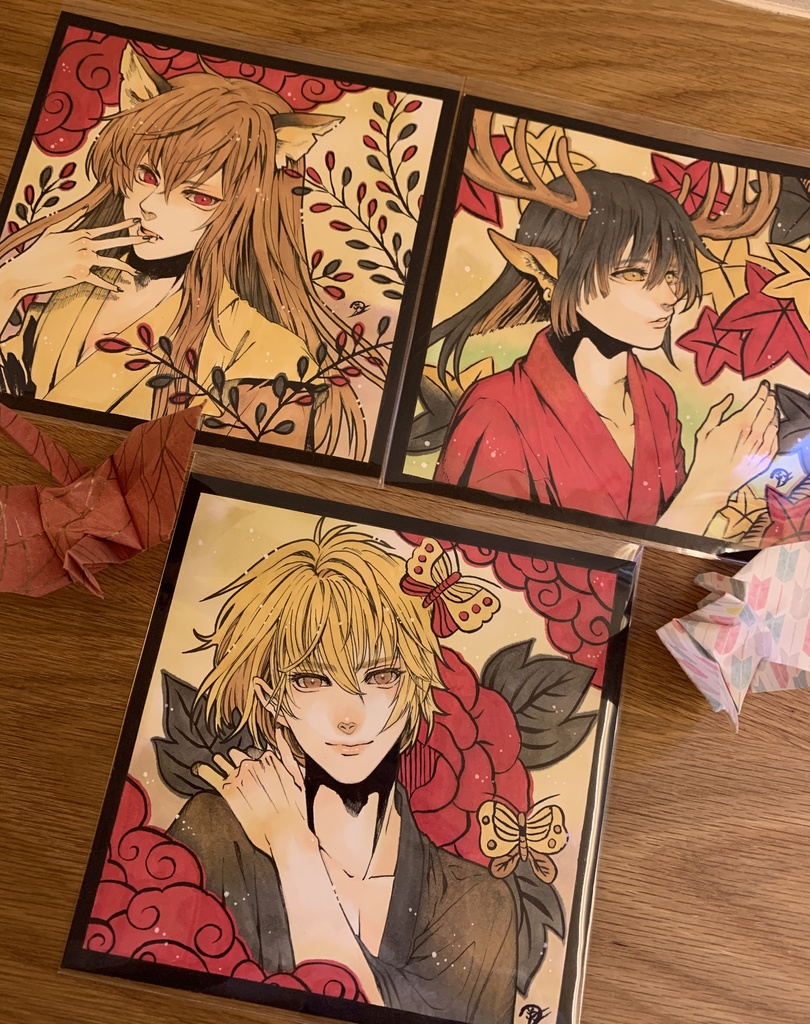 ドローイング 原画 猪鹿蝶