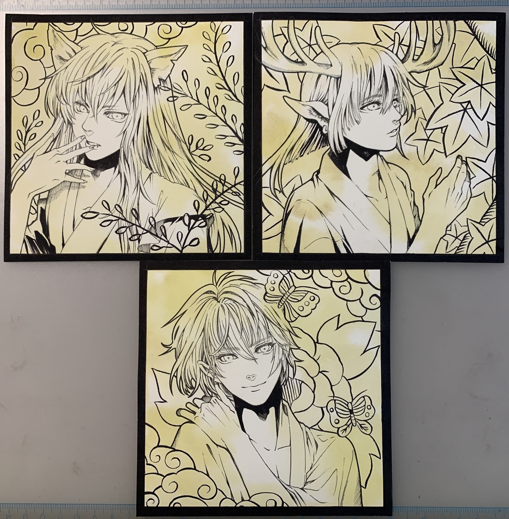 ドローイング 原画 猪鹿蝶