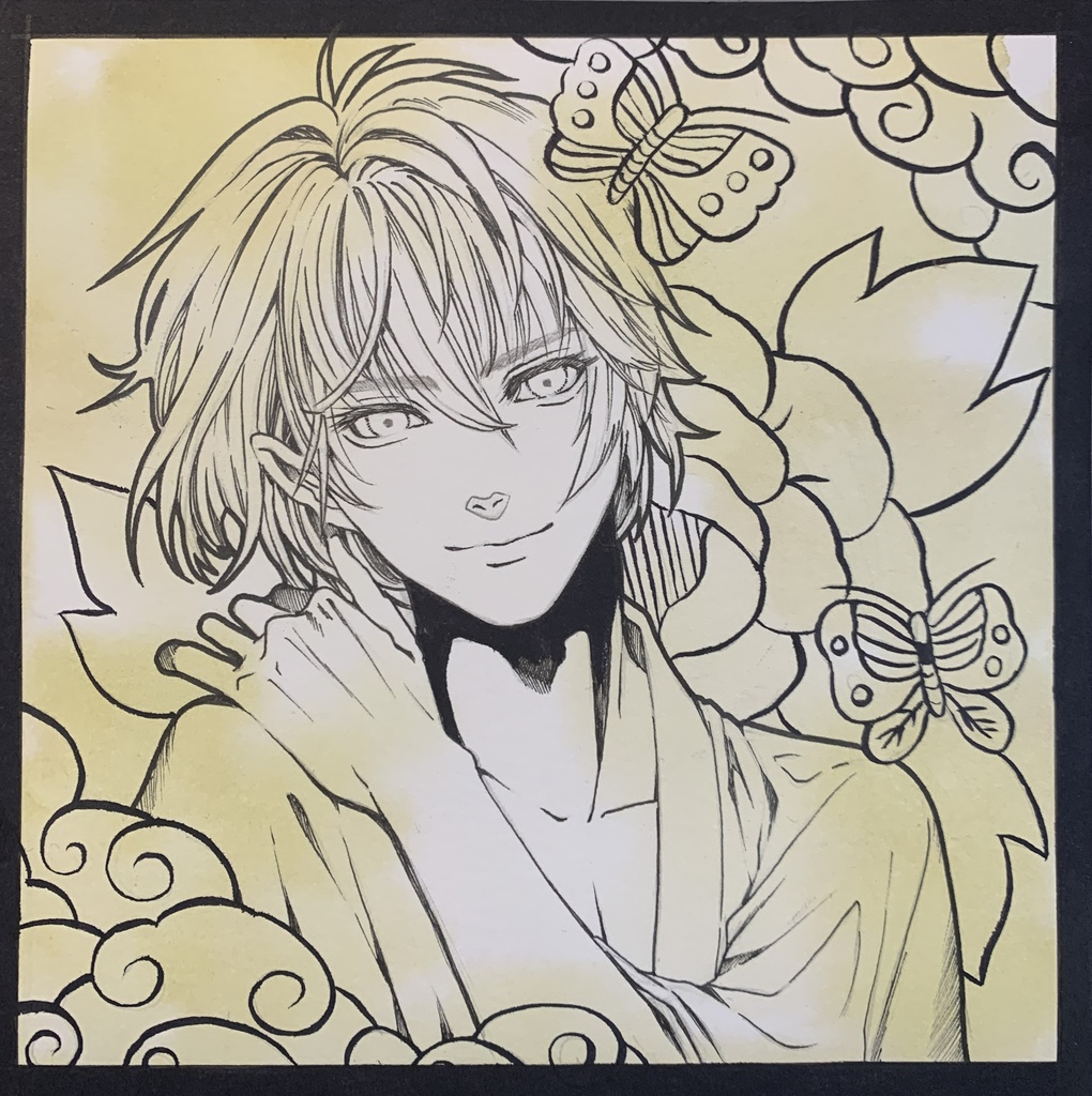 ドローイング 原画 猪鹿蝶