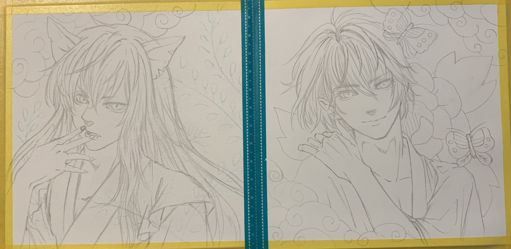 ドローイング 原画 猪鹿蝶