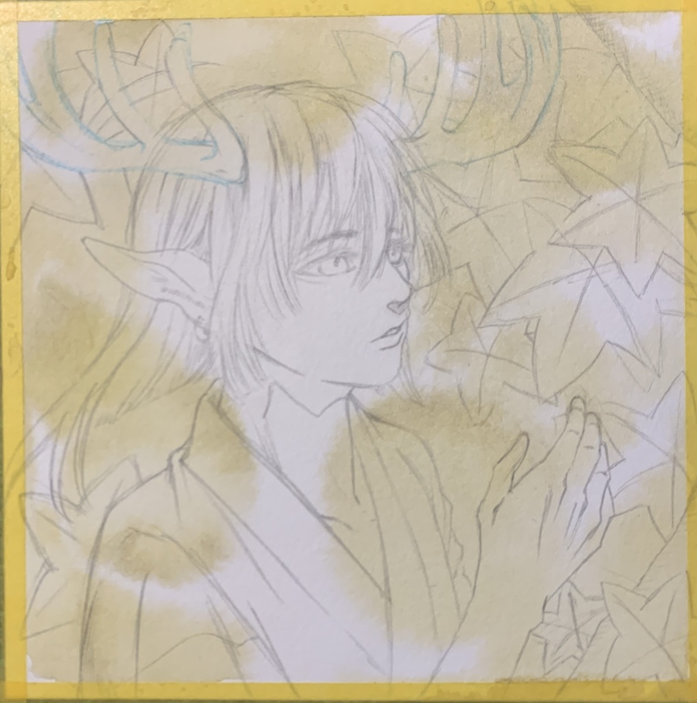 ドローイング 原画 猪鹿蝶