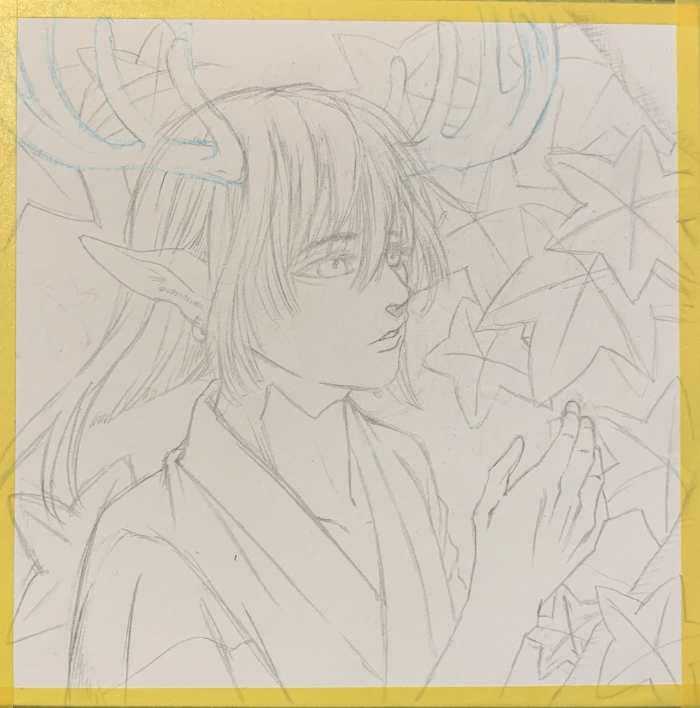 ドローイング 原画 猪鹿蝶