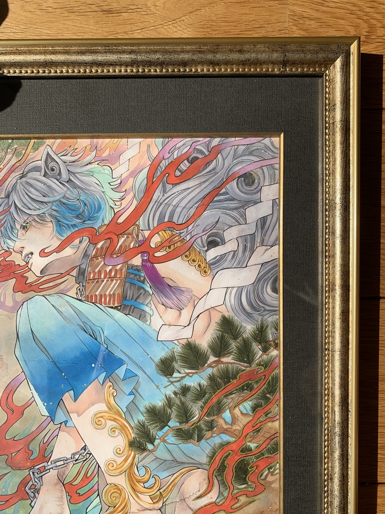 額装原画「社ノ眷属・狛犬」