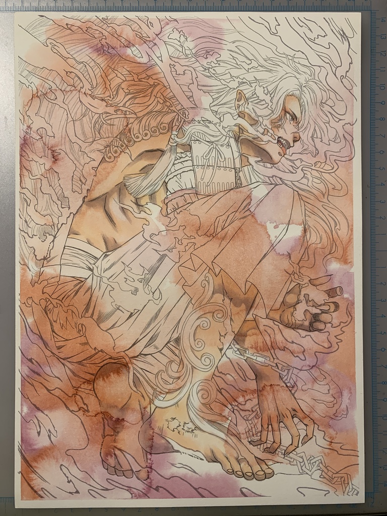 額装原画「社ノ眷属•狛獅子」