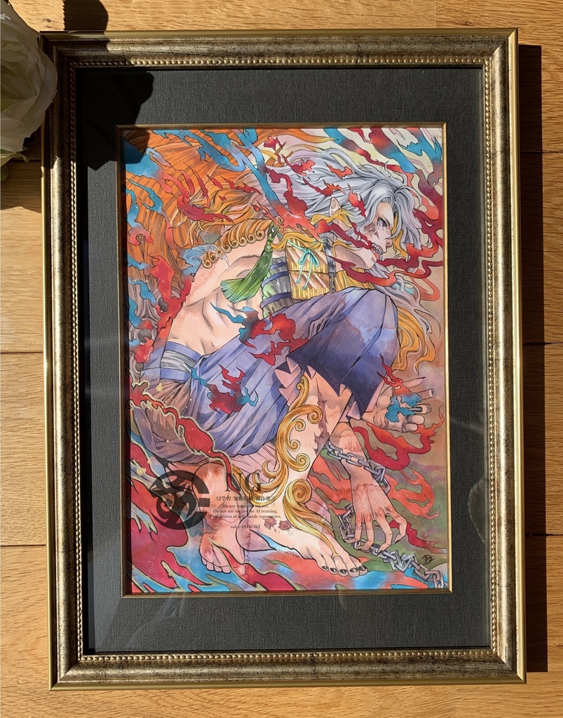額装原画「社ノ眷属•狛獅子」