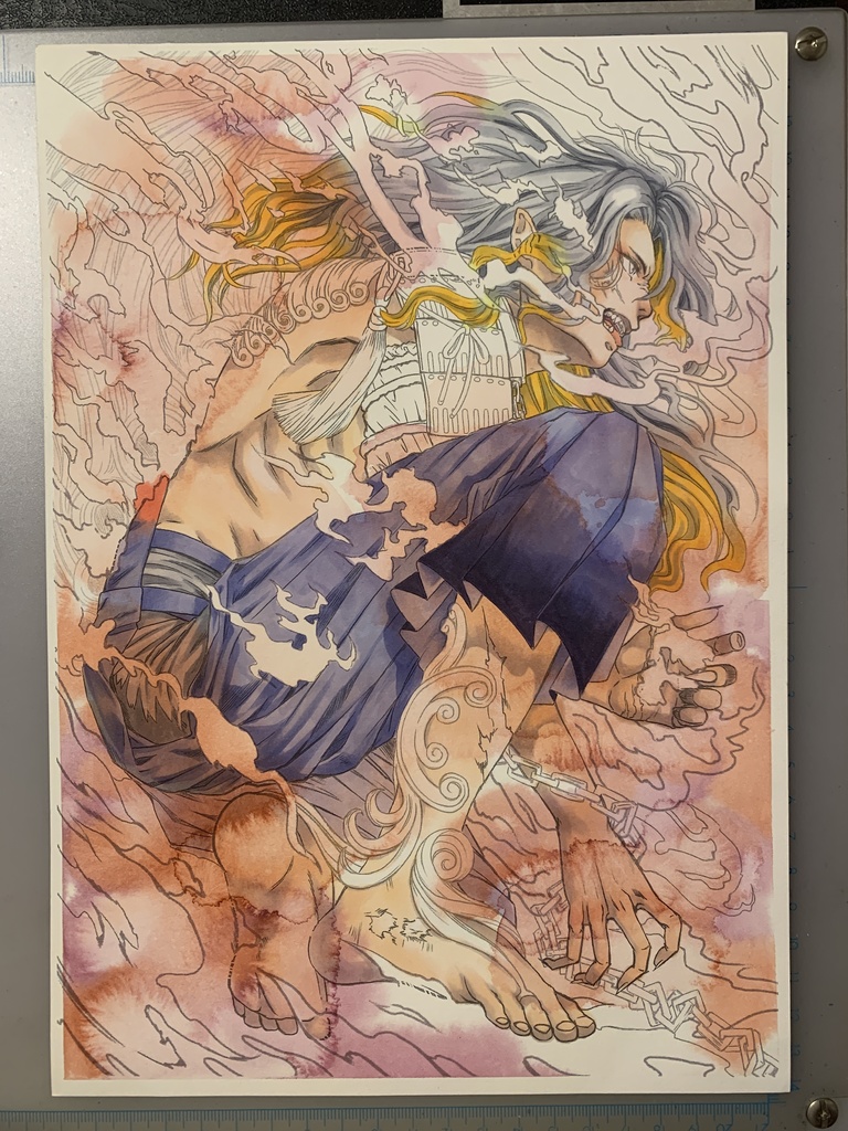 額装原画「社ノ眷属•狛獅子」