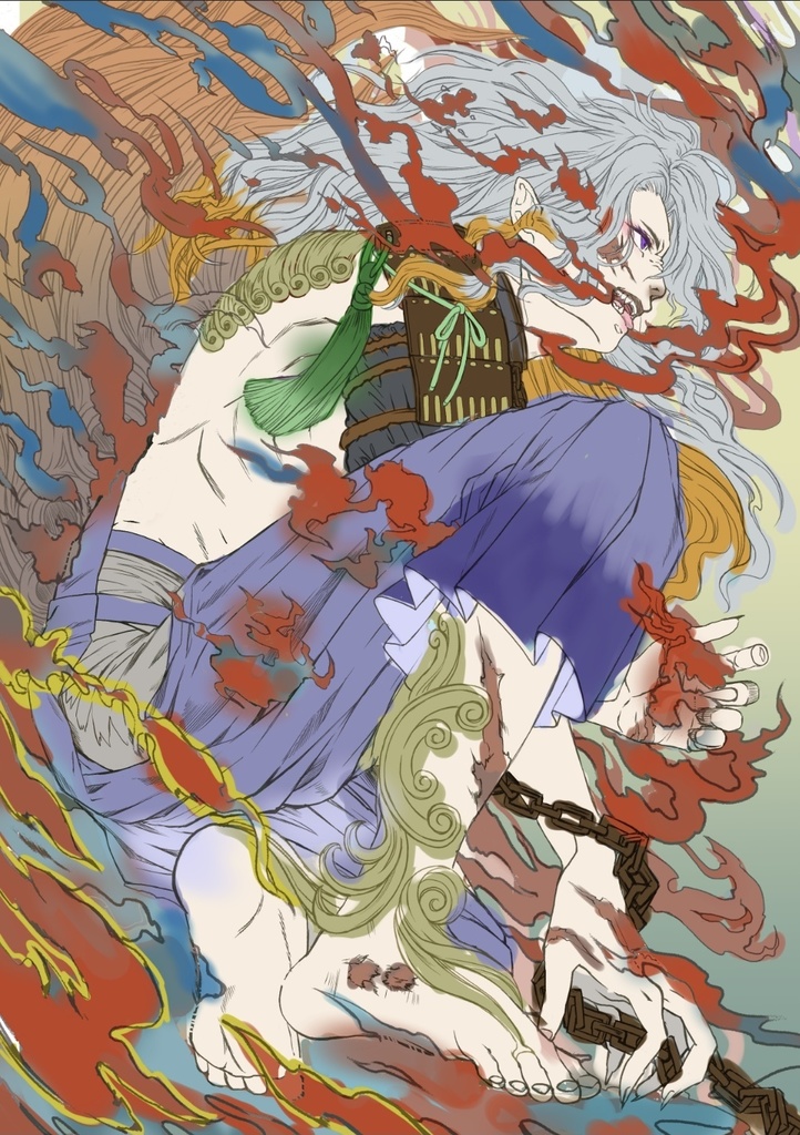 額装原画「社ノ眷属•狛獅子」