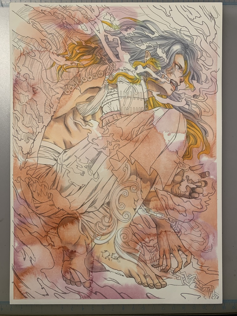 額装原画「社ノ眷属•狛獅子」