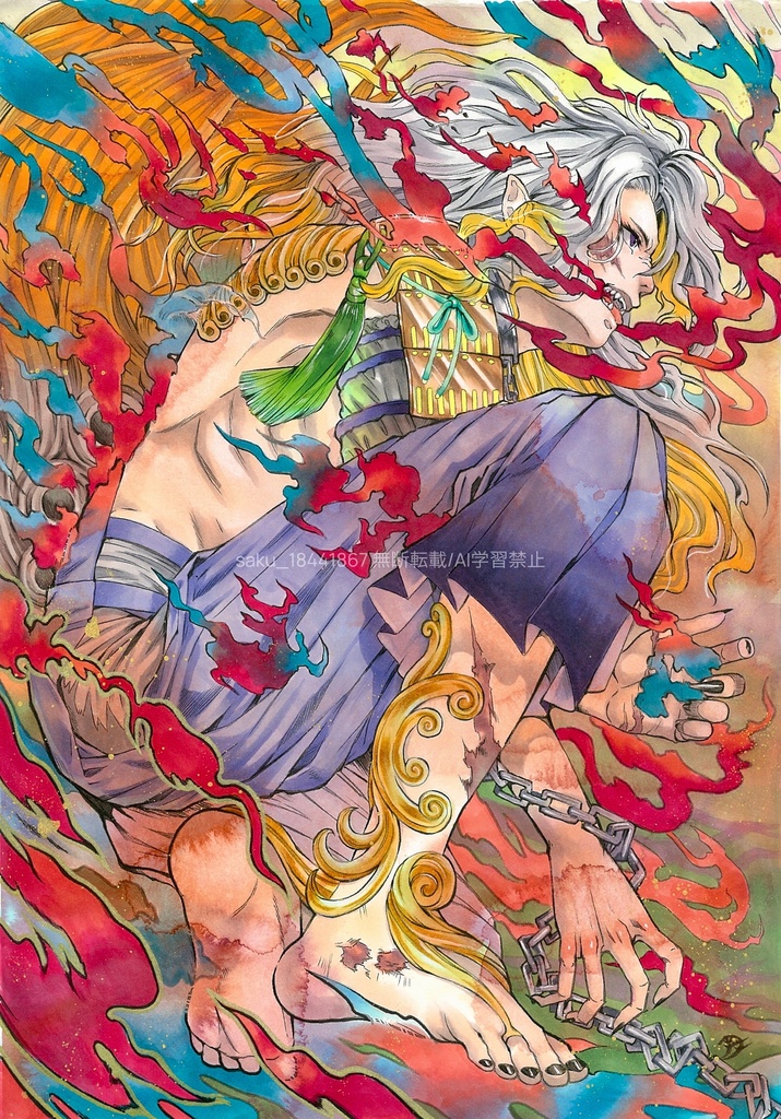 額装原画「社ノ眷属•狛獅子」