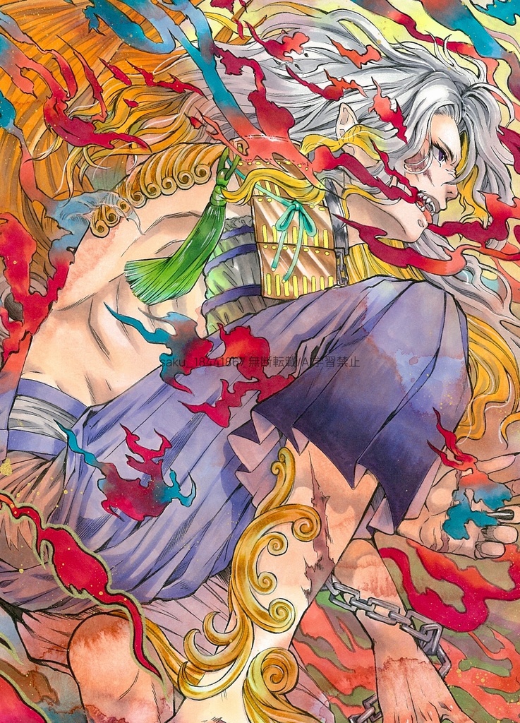 額装原画「社ノ眷属•狛獅子」