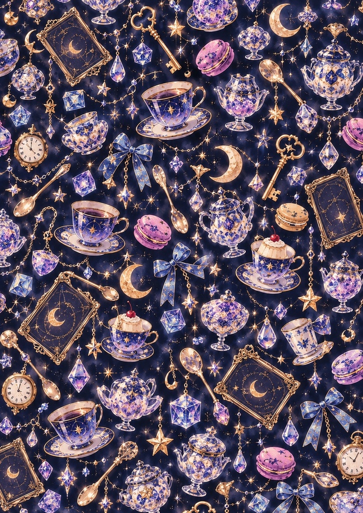 夜の宝石喫茶|A4デザインペーパー 6柄セット