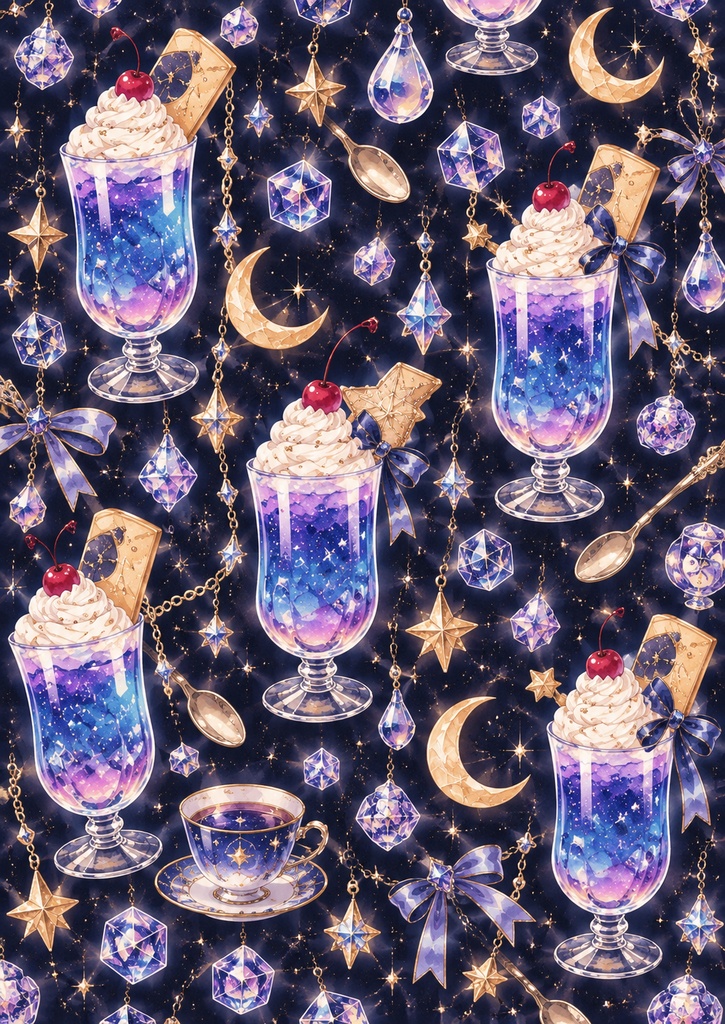夜の宝石喫茶|A4デザインペーパー 6柄セット